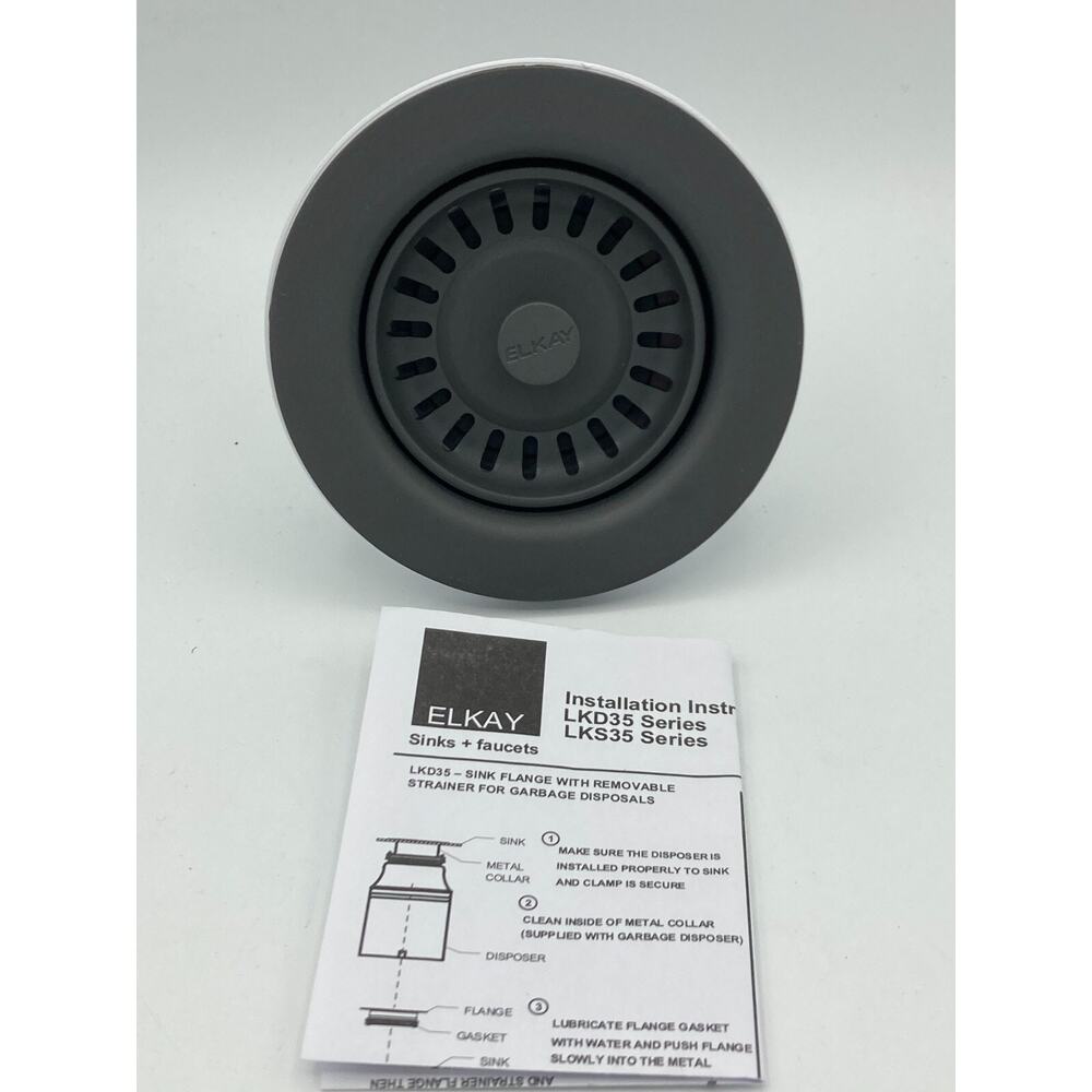 Elkay LKQS35GY Polymer Drain Fitting for 3-1/2 in. Sink Drain Opening Dusk Gray